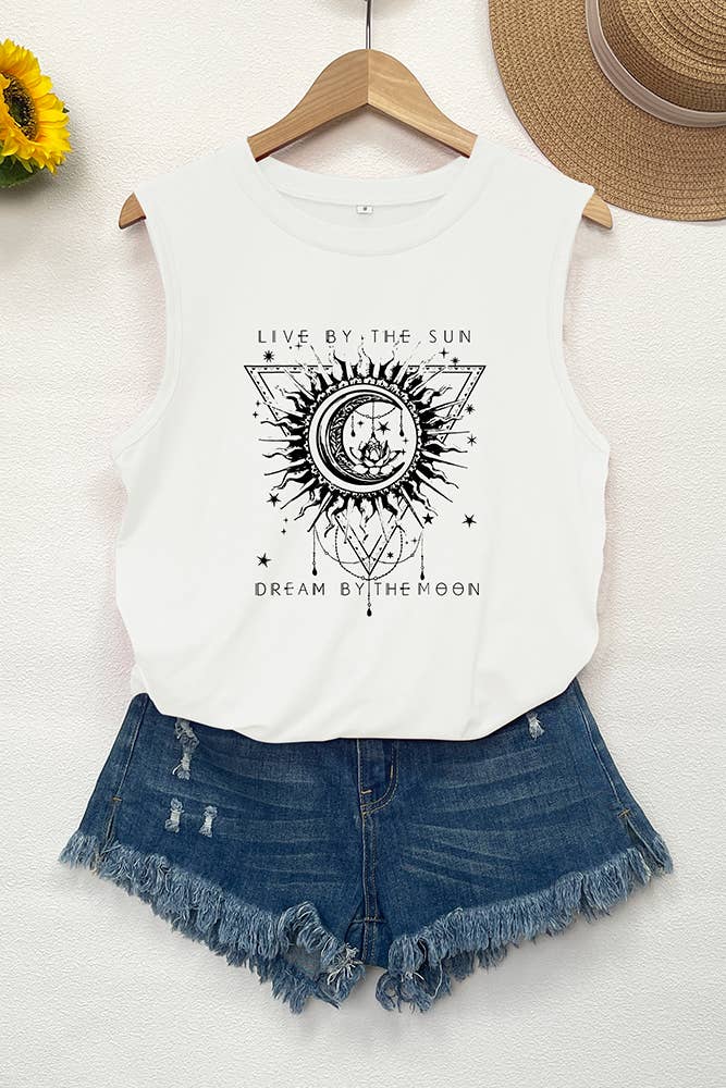 Live By The Sun Graphic Tank Top STC125D20: Black / L