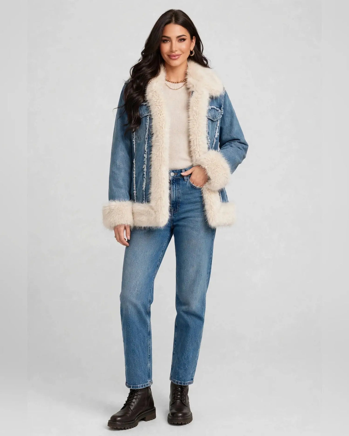 CLADC0012: Tundra Denim Luxury Coat