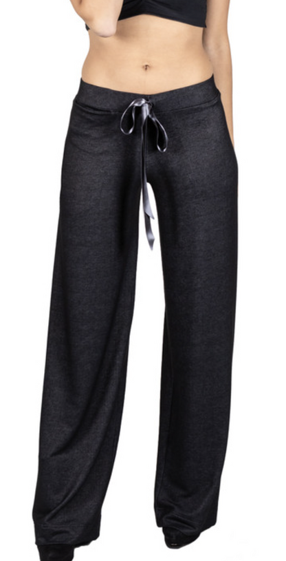 Black Denim Stretch Knit Lounge Pants