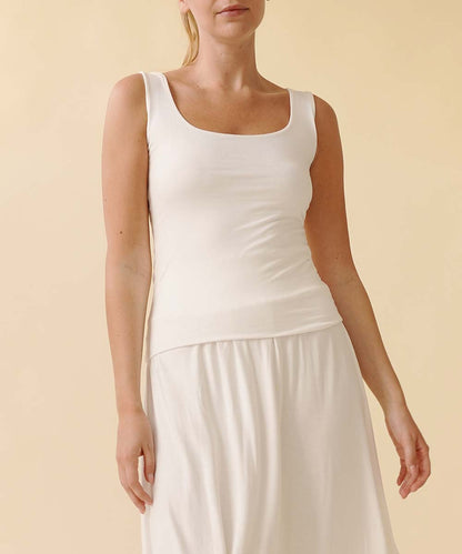 BAMBOO DOUBLE LAYERED TANK: DULL GREY / MEDIUM