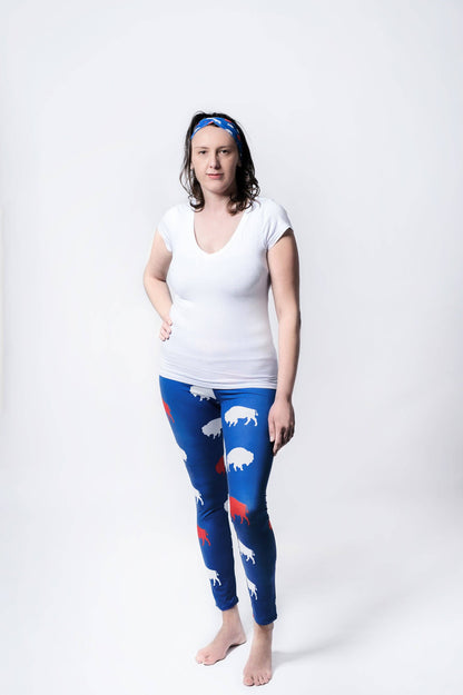 Cozy Adult Red and Blue Buffalo Leggings