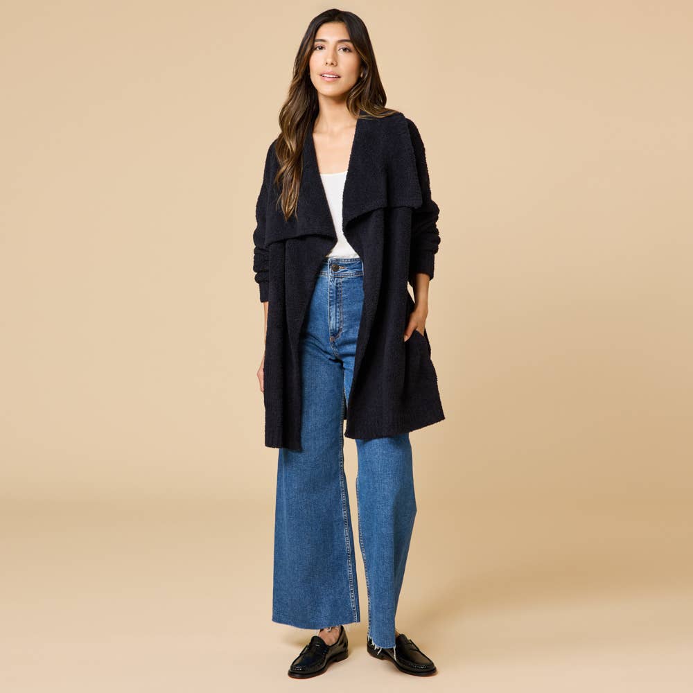 Ultra-Marshmallow Wrap Cardigan with Exaggerated Collar