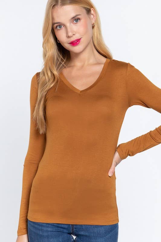 Long Sleeve V-neck Top