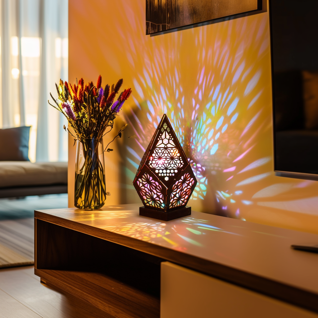 Colorful Wooden Bohemian LED Table Lamp