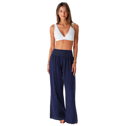 Oxford Cotton Wide Leg Pants
