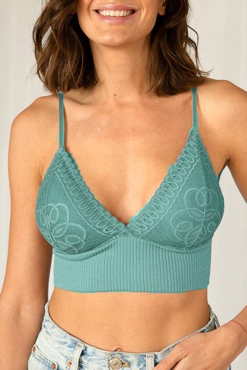 Lace Ribbed Triangle Bralette