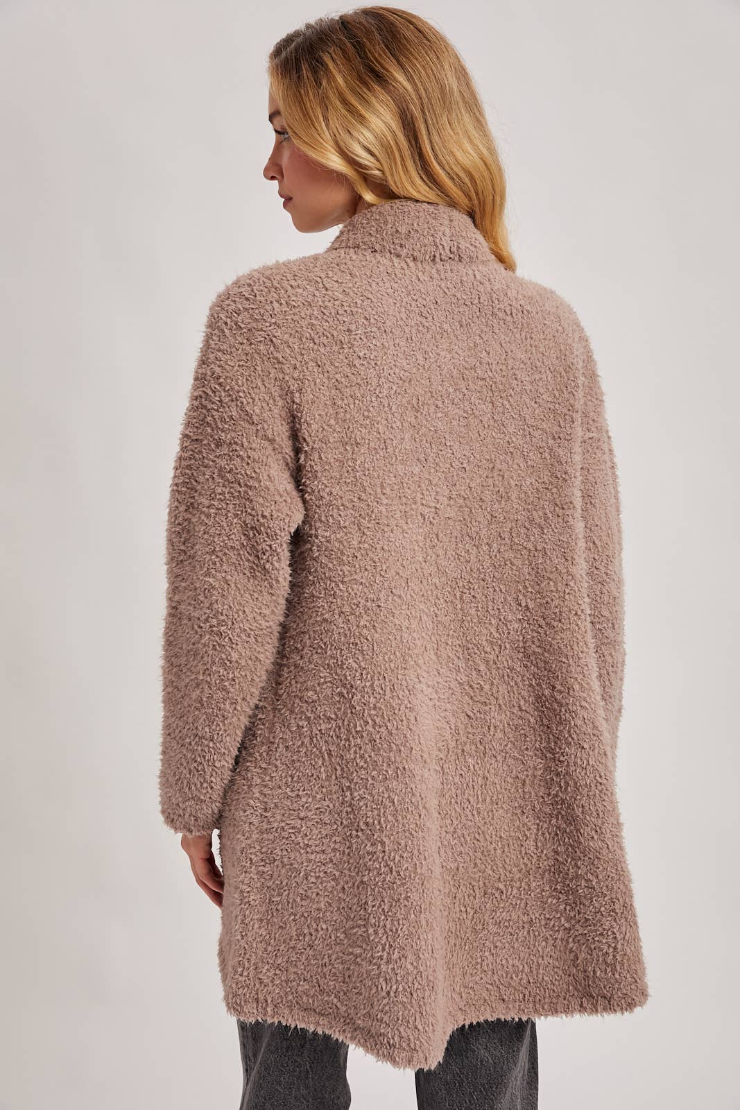 SOFT FUZZY DRAPE FRONT CARDIGAN