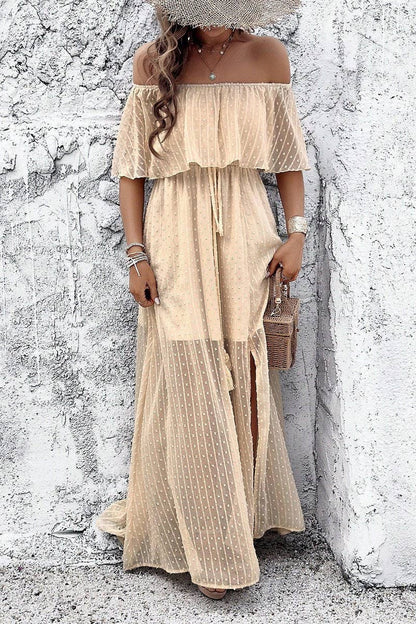 CWDMD02634_ELEGANT POLKA DOT OFF-SHOULDER MAXI DRESS