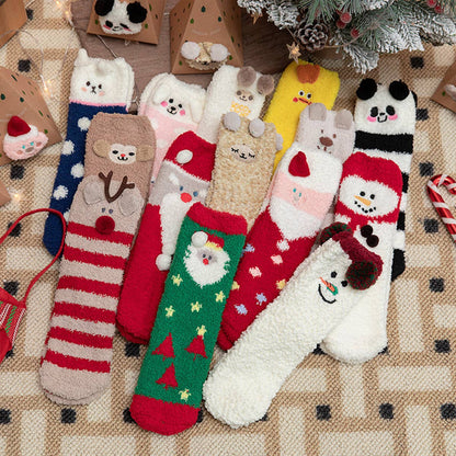 SANTA CLAUS FUZZY CHRISTMAS SOCKS GIFTS FOR WOMEN_CWMS0766