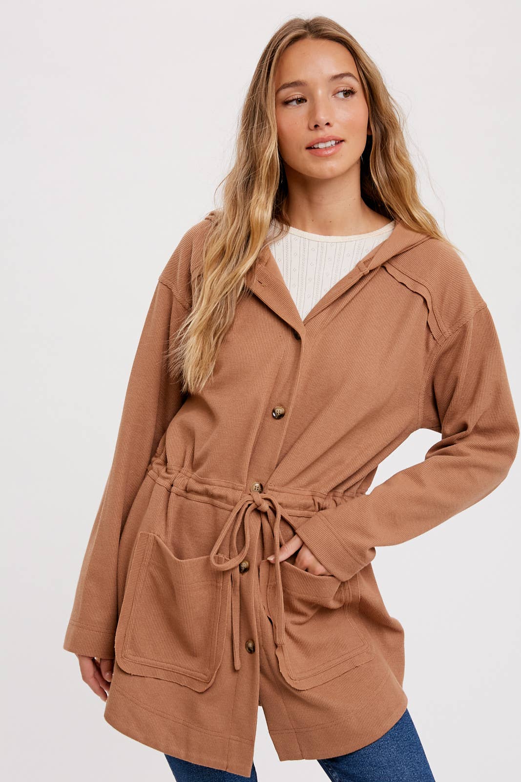 BUTTON FRONT HOODIE JACKET