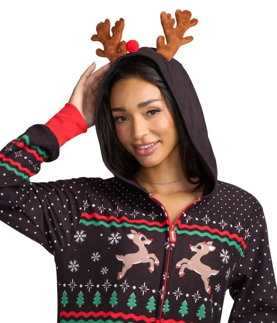 Rudolph Fair Isle Jumpsuit - Women's Holiday Reindeer Onesie
