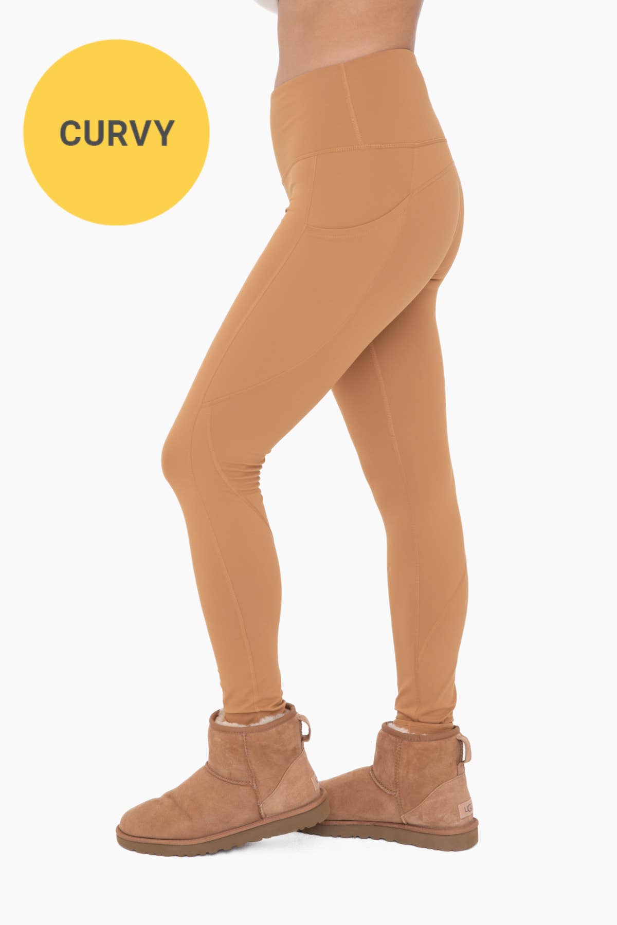 CURVY Essential Highwaist Panel Leggings: DUSTY CORAL / XL:1XL:2XL:3XL (2:2:1:1)