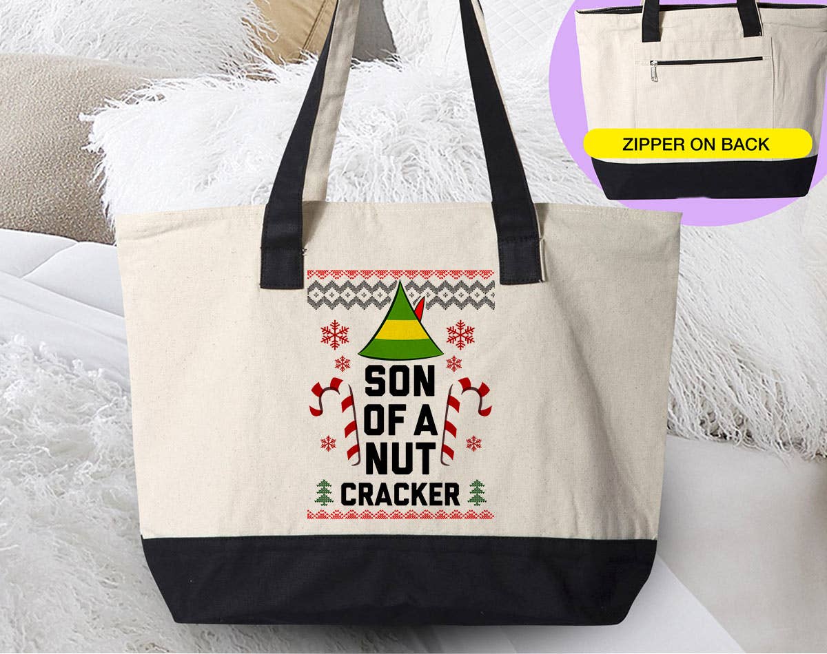 Son Of A Nutcracker - Elf Christmas Canvas Zipper Tote