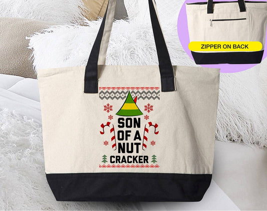 Son Of A Nutcracker - Elf Christmas Canvas Zipper Tote