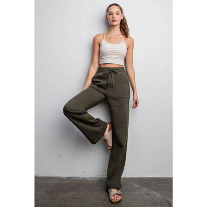 FRENCH TERRY STRAIGHT LEG PANTS: Charcoal / M