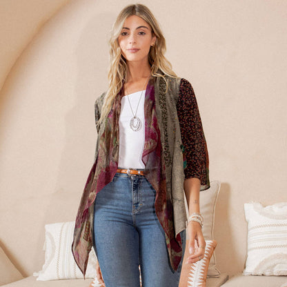 Bohemian Elegance: Stonewashed Rayon Kimono