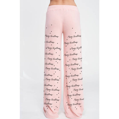 Merry Christmas print soft lounge wear set: Heather Grey / L