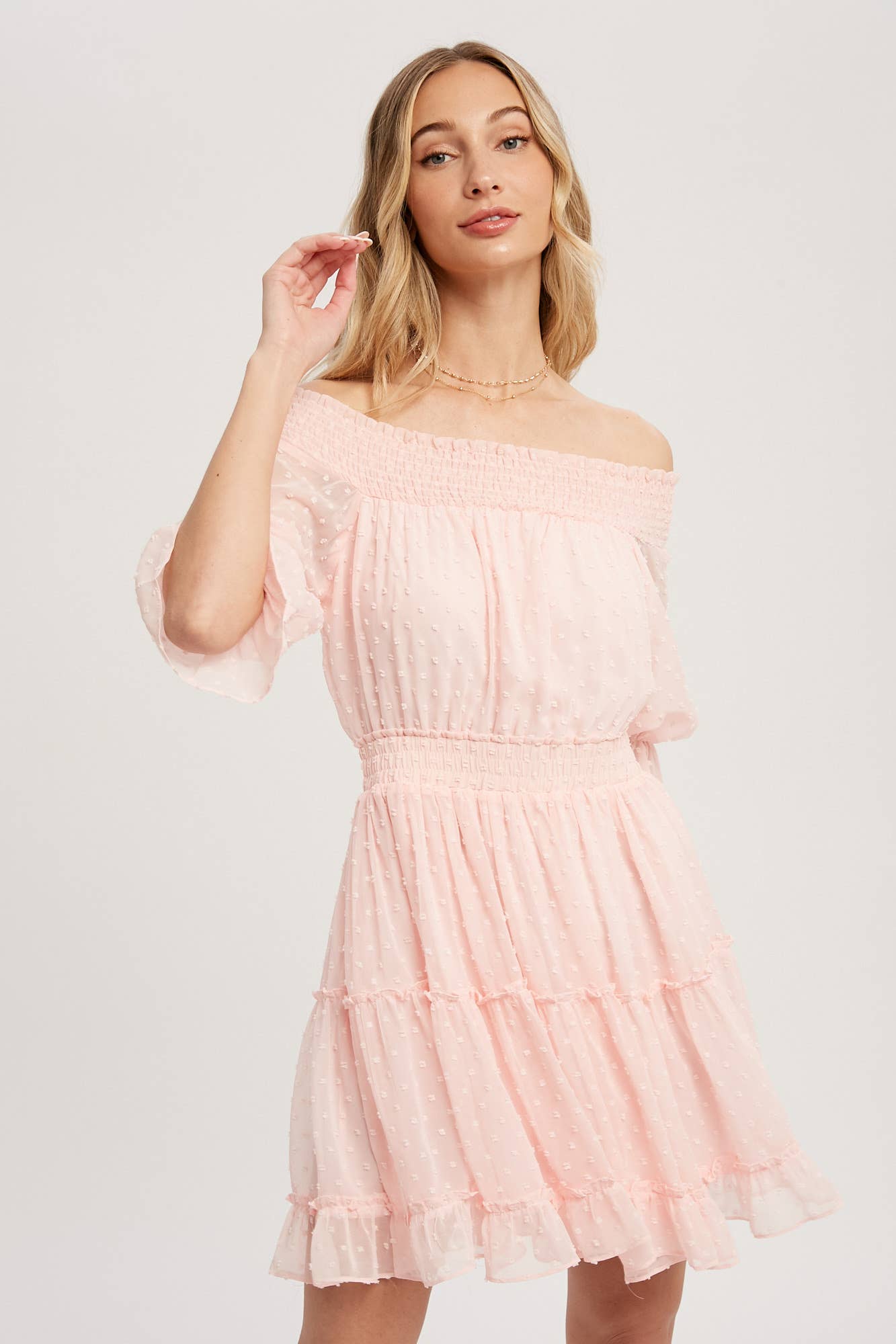 SWISS DOT OFF SHOULDER DRESS