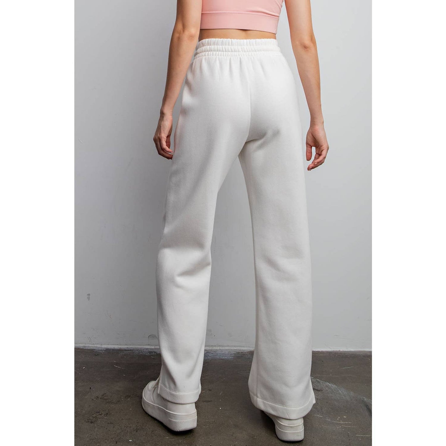 FRENCH TERRY STRAIGHT LEG PANTS: Charcoal / M