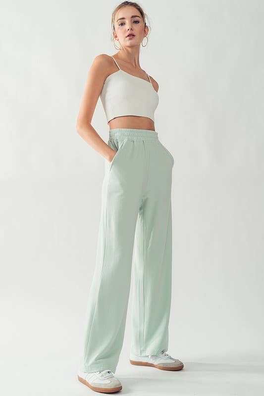 KPR11896 ELASTIC WAISTBAND COZY SWEATPANTS: SURF SPRAY / S-2/M-2/L-2