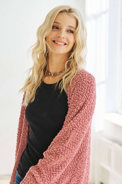 CESW2245 - POPCORN KNIT SWEATER CARDIGAN