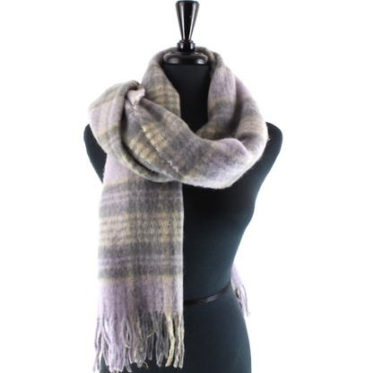 S24164 Wide Fuzzy Plaid Scarf