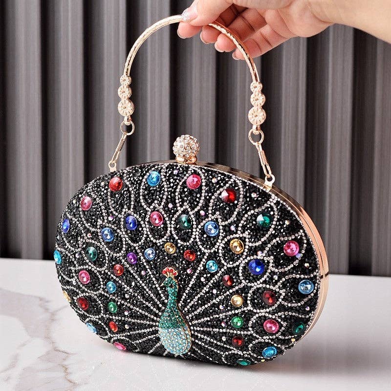 Peacock Embellished Evening Clutch