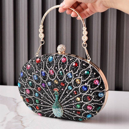 Peacock Embellished Evening Clutch