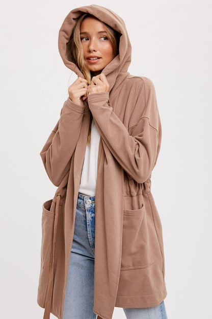 FRENCH TERRY HOODIE JACKET: ASH / M