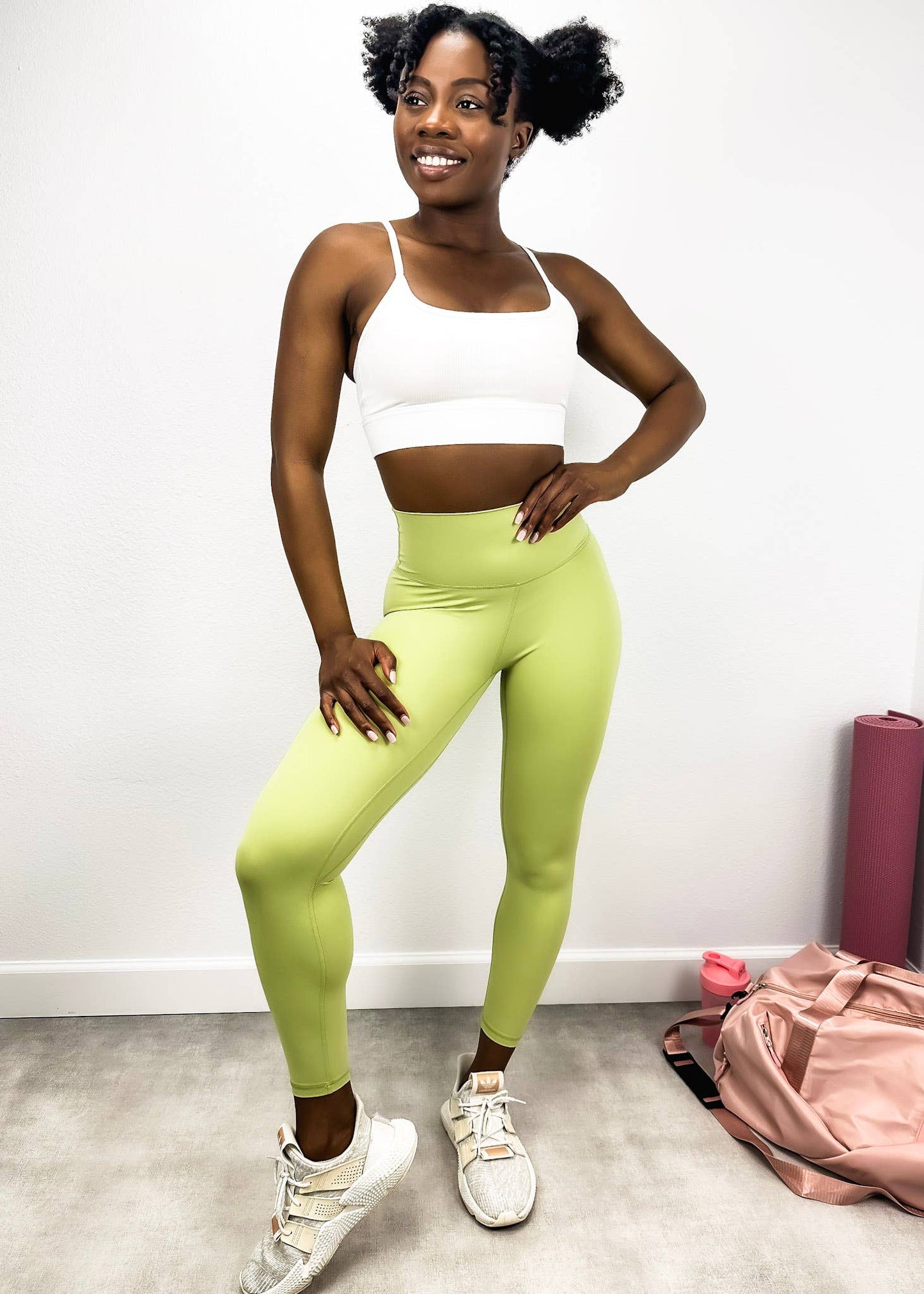 High Rise Contouring Full Length Leggings: Light Pastel Purple / Large-8-10