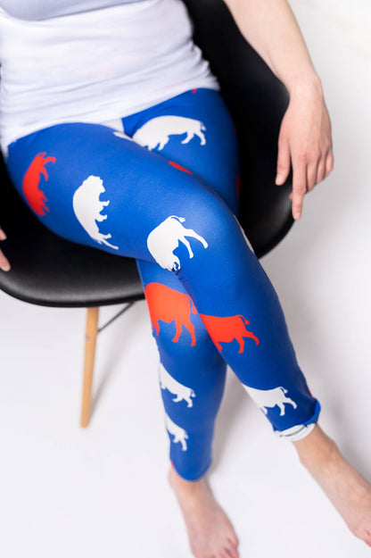Cozy Adult Red and Blue Buffalo Leggings