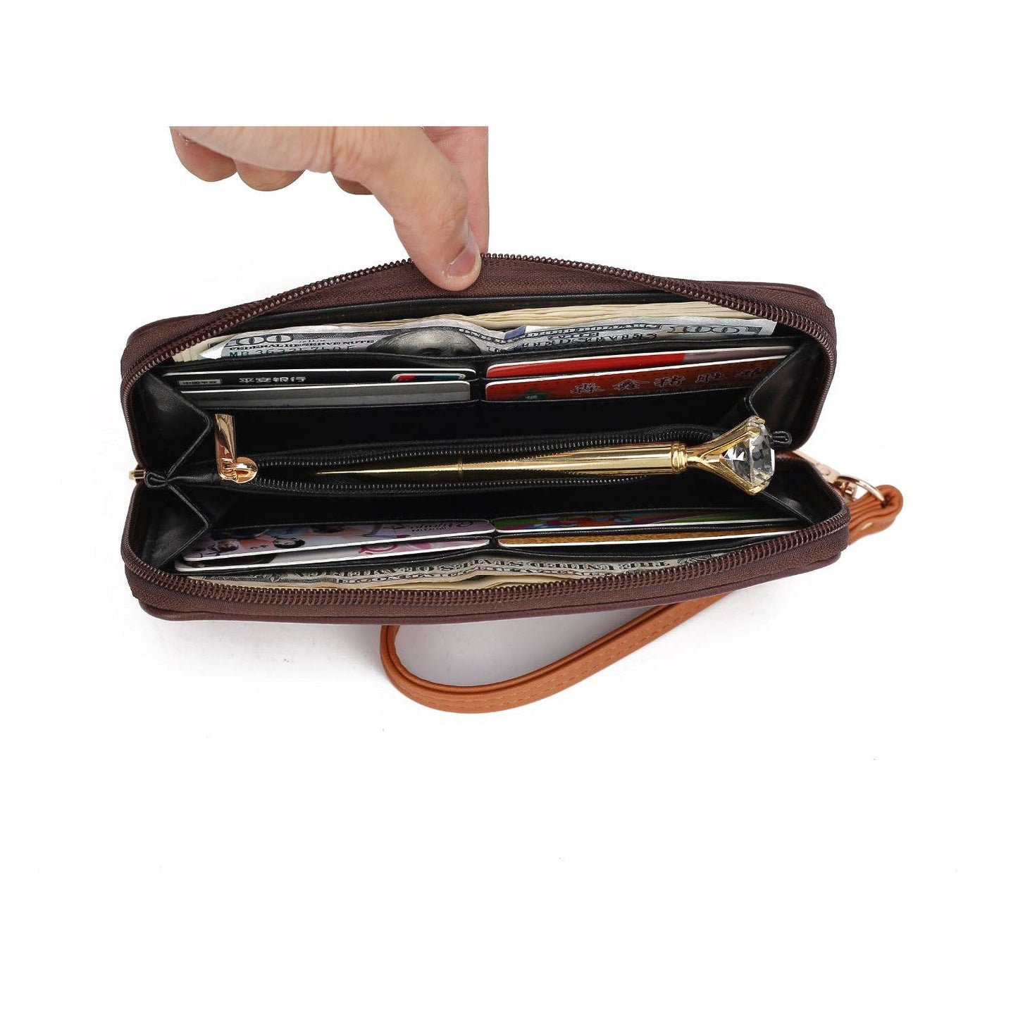 Candice Color Block Bucket Bag with matching Wallet by Mia K: Beige Coffee