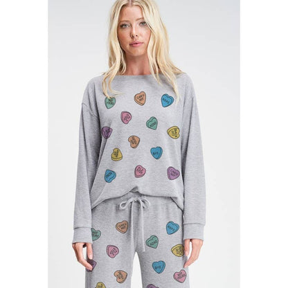 Heart Candy all over soft brushed loungewear set