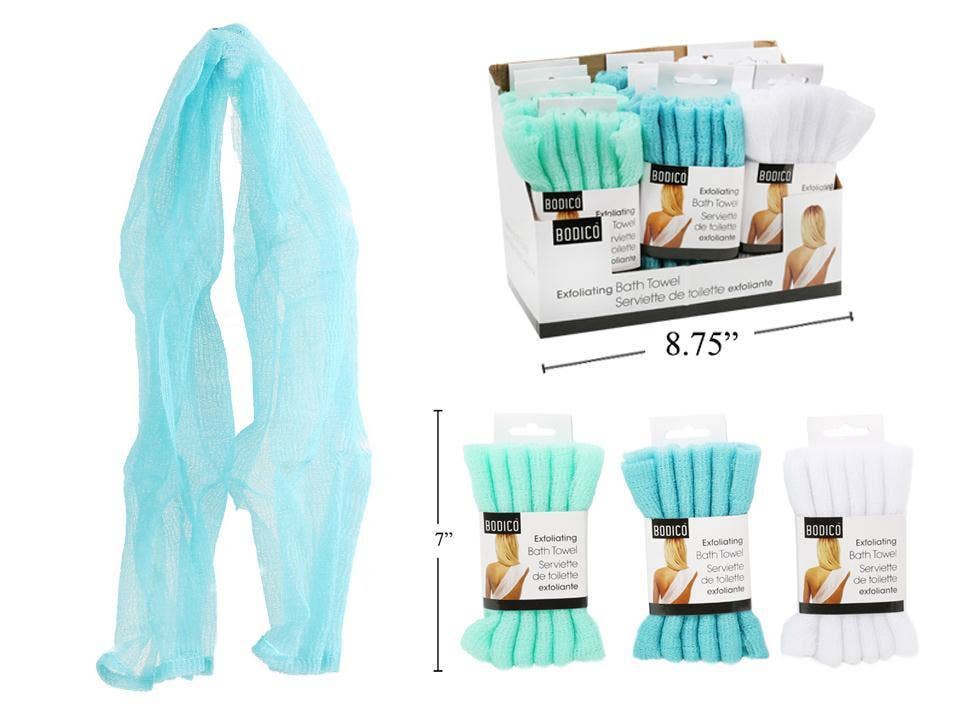 Bodico Bath Back Exfoliating Towel,12pc/dsp, Crimp fold