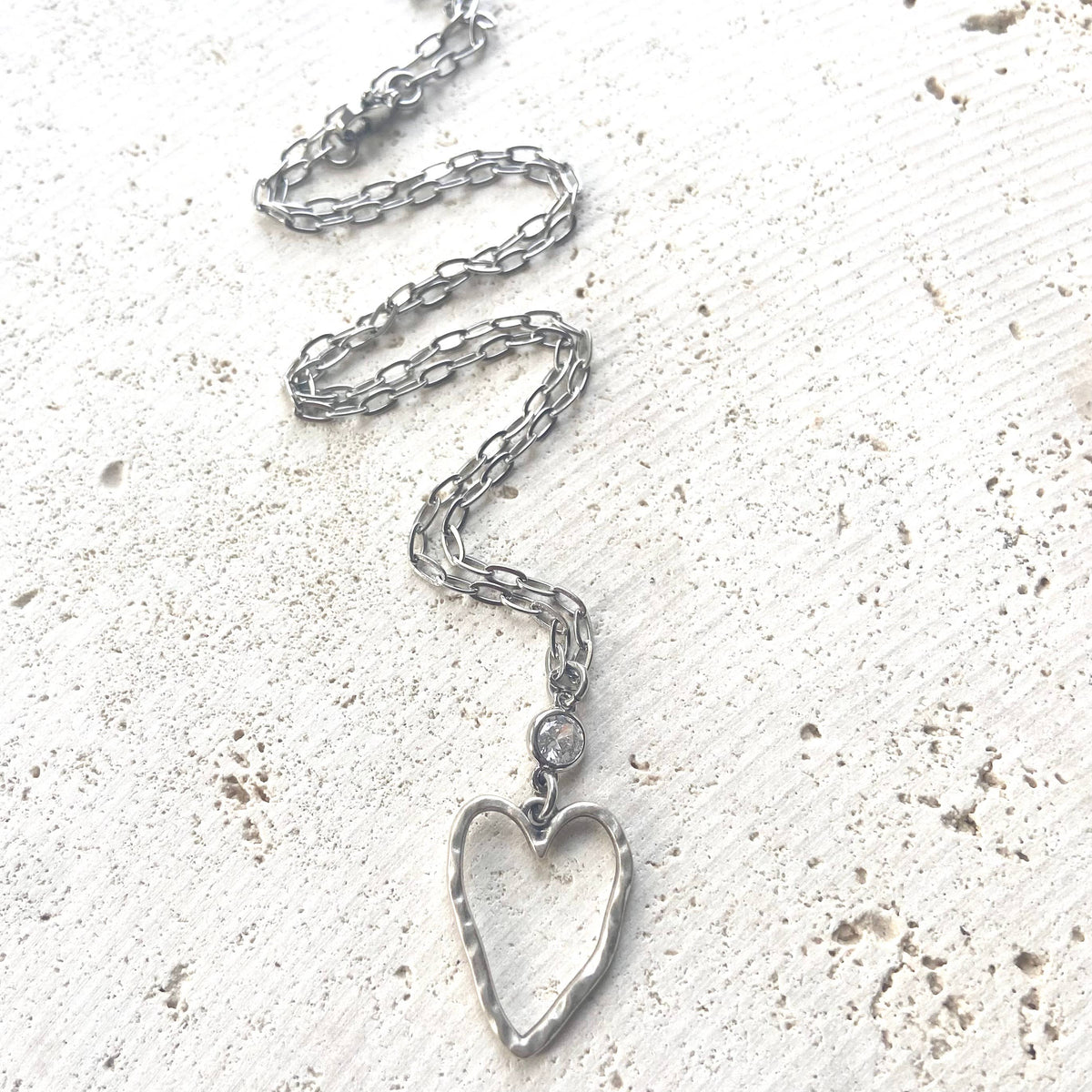Simple heart necklace with crystal boutique salon jewelry