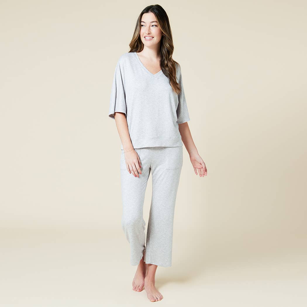 Dream Jersey Relaxed V-neck with Capri Lounge Set for Women