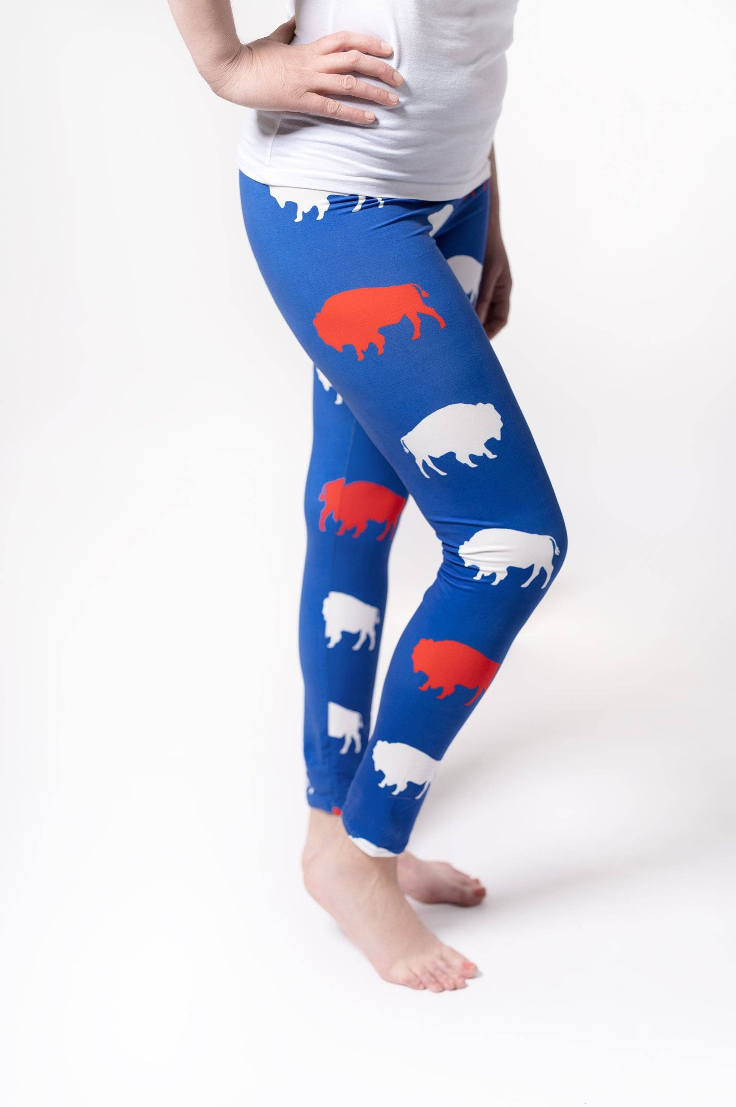 Cozy Adult Red and Blue Buffalo Leggings