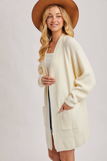 OPEN FRONT BATWING SLEEVE CARDIGAN