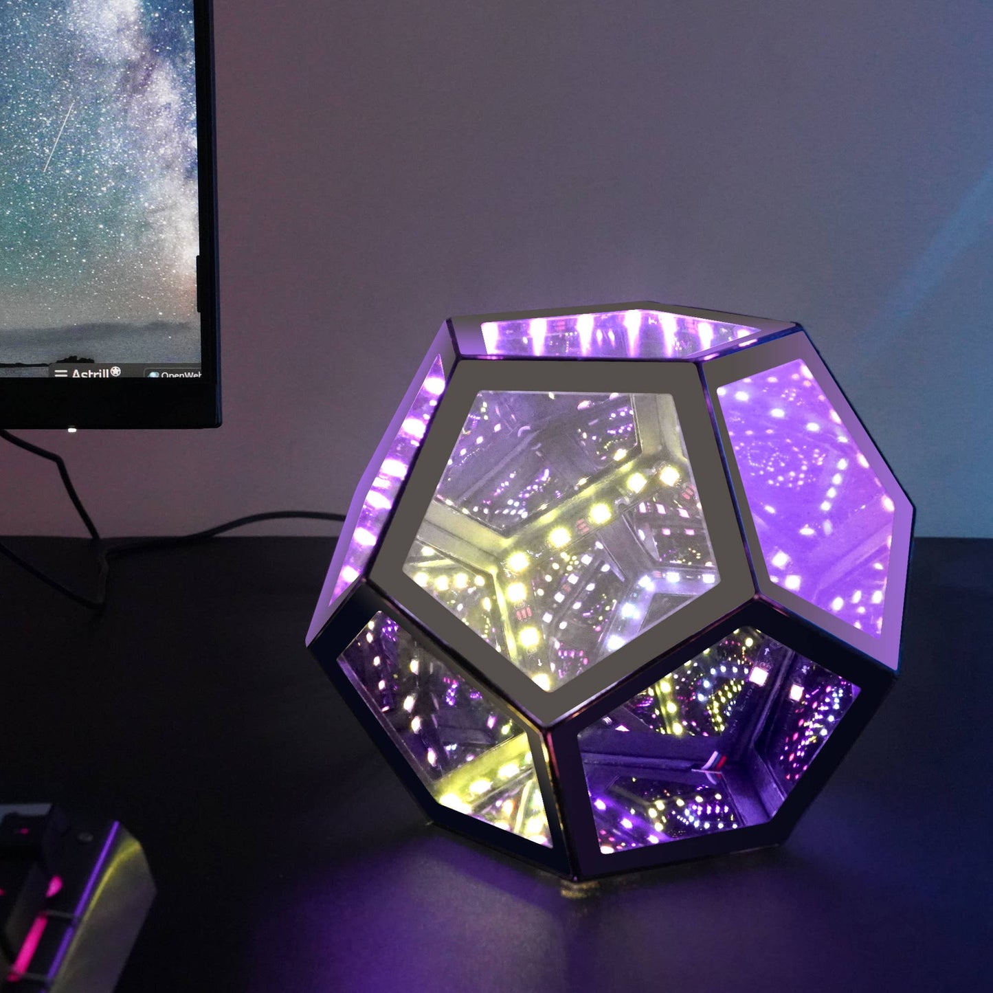 RGB Color-changing Infinity Dodecahedron Geometric Lamp