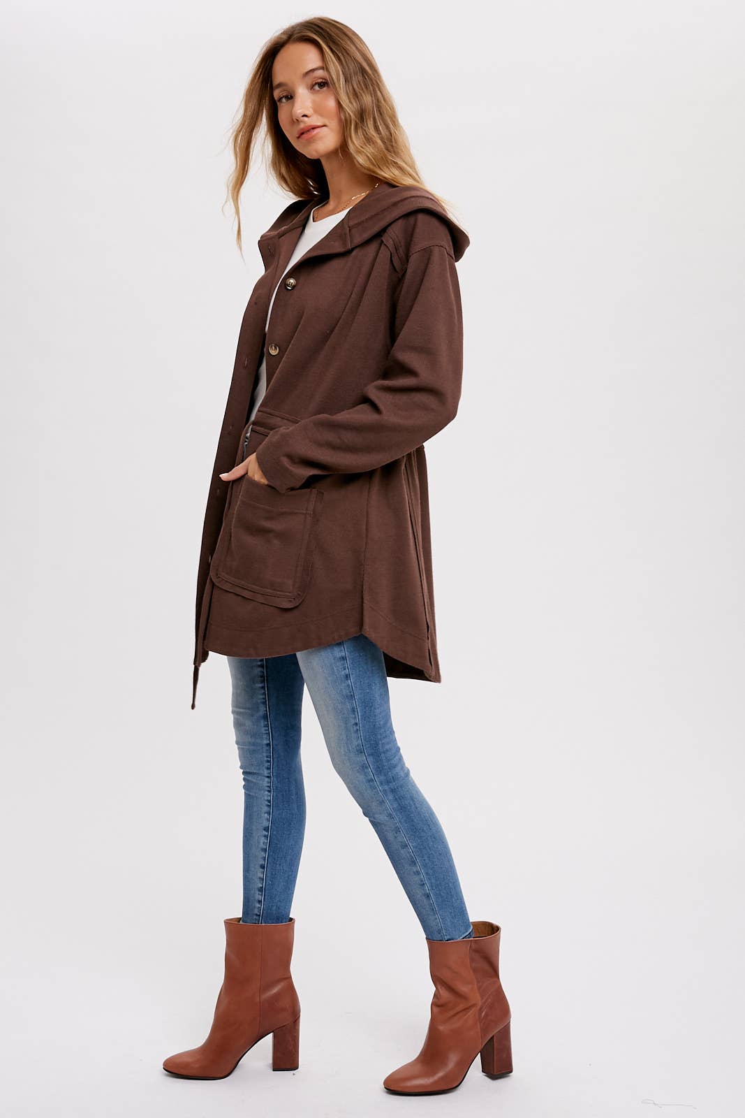 BUTTON FRONT HOODIE JACKET