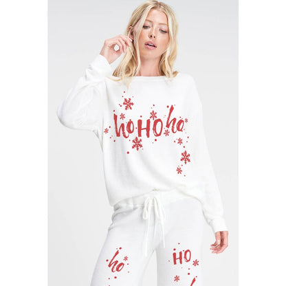 Merry Christmas print soft lounge wear set