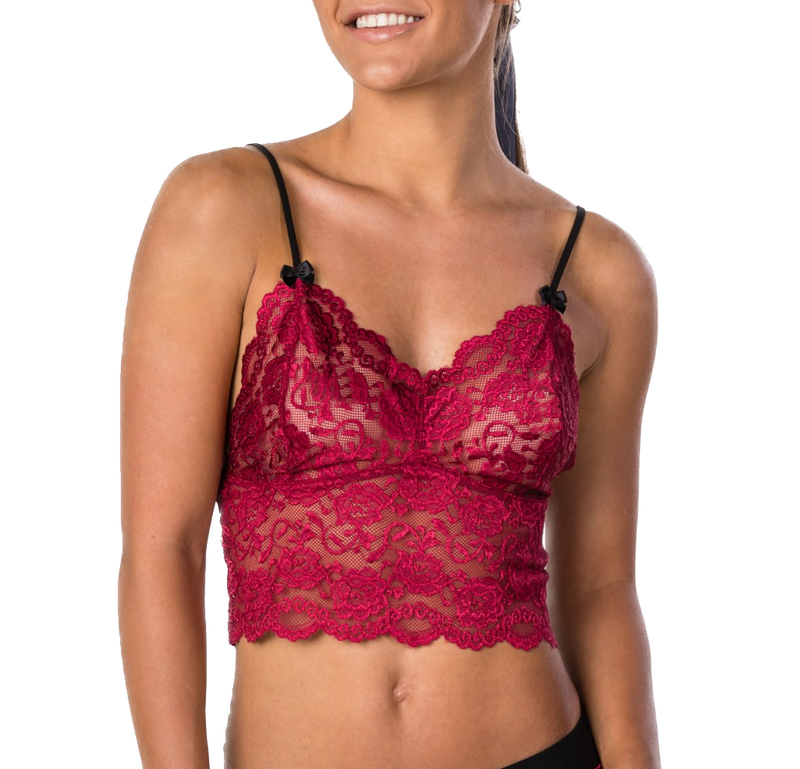 Cranberry Lace Camisole With Black Straps