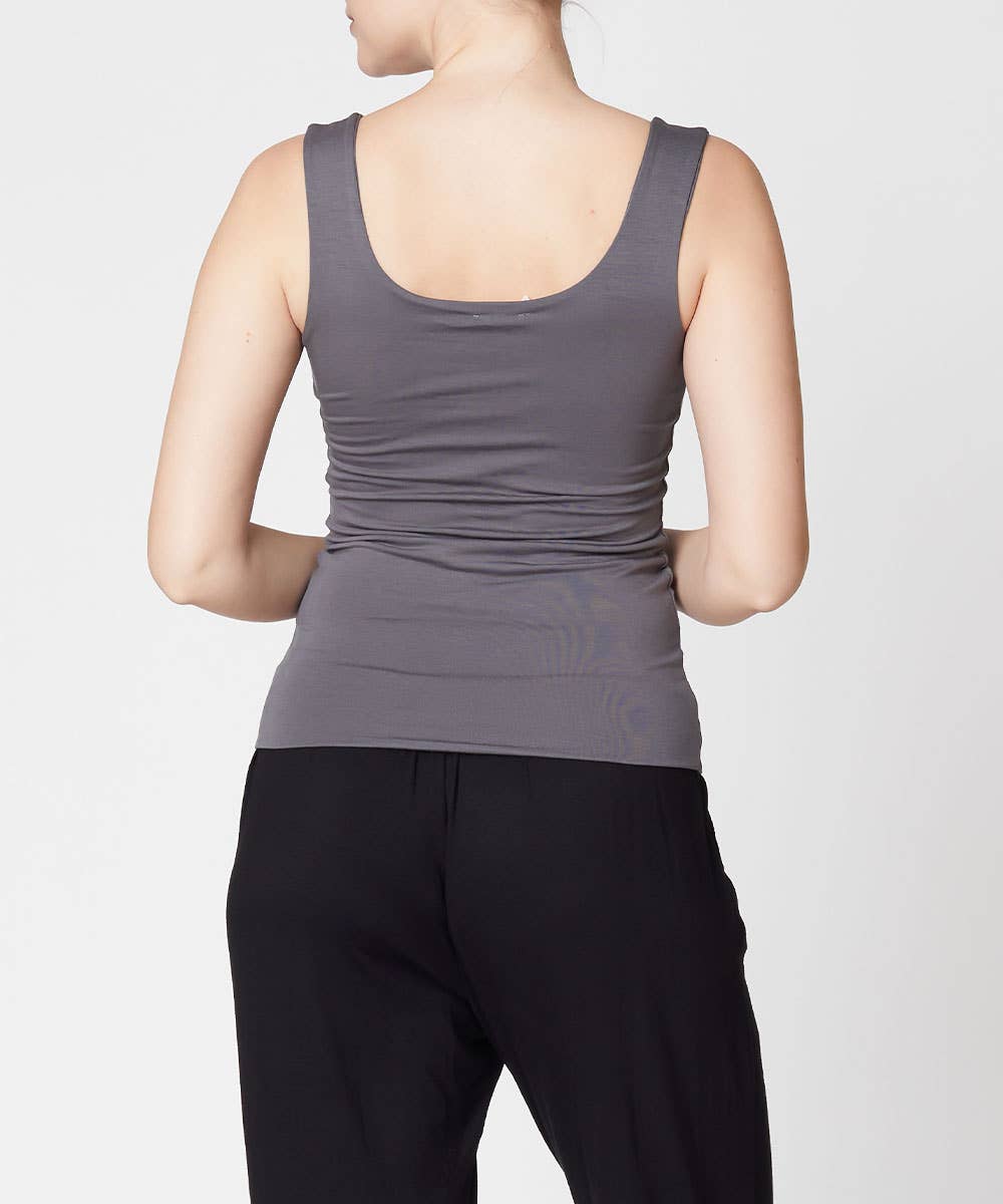 BAMBOO DOUBLE LAYERED TANK: BLACK / MEDIUM