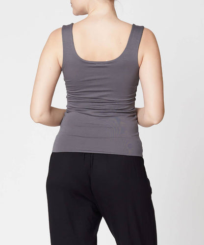 BAMBOO DOUBLE LAYERED TANK: BLACK / MEDIUM