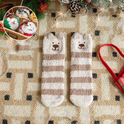 SANTA CLAUS FUZZY CHRISTMAS SOCKS GIFTS FOR WOMEN_CWMS0766