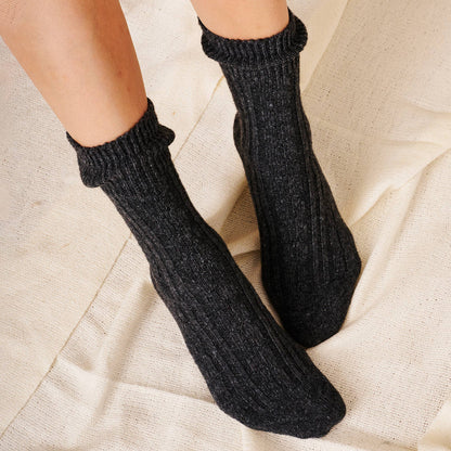 Essential Cable Knit Boot Sock: BLACK / B2210006B