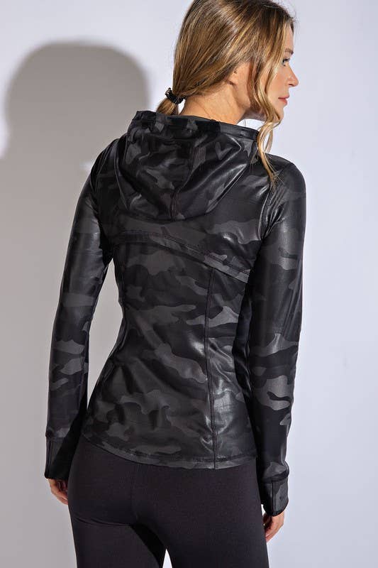 Camo Zipper 3X Jacket with Pockets: BLUE CHARCOAL/BLACK / 3x