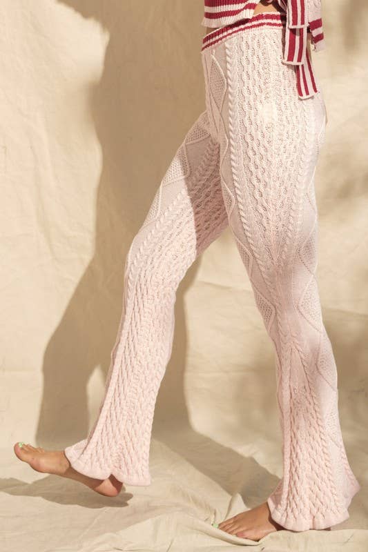 PP15964 - ANGIE WAIST DETAIL BOOT CUT SWEATER PANTS