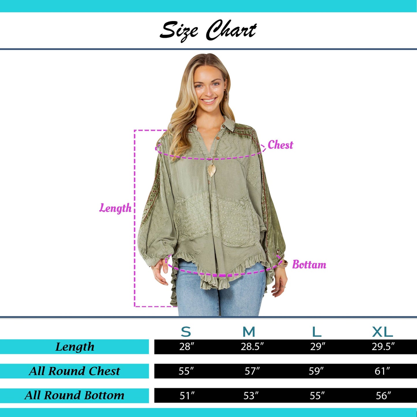 Bohemian Elegance: Stonewashed Rayon Bat Sleeve Top: Olive / (S-M-L-XL 1-2-2-1)