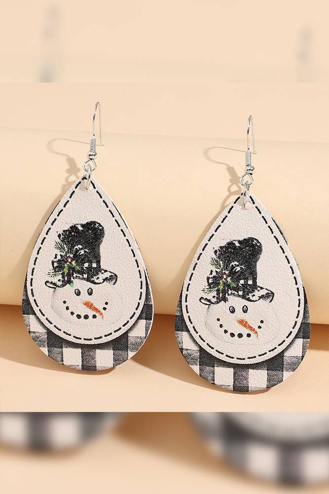 Christmas Print PU Earrings MOQ 5pcs SP125